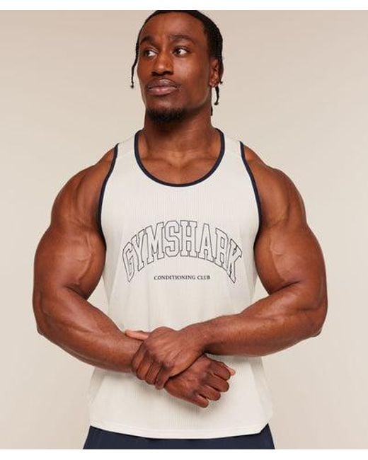 GYMSHARK Blue Collegiate Tech Tank for men