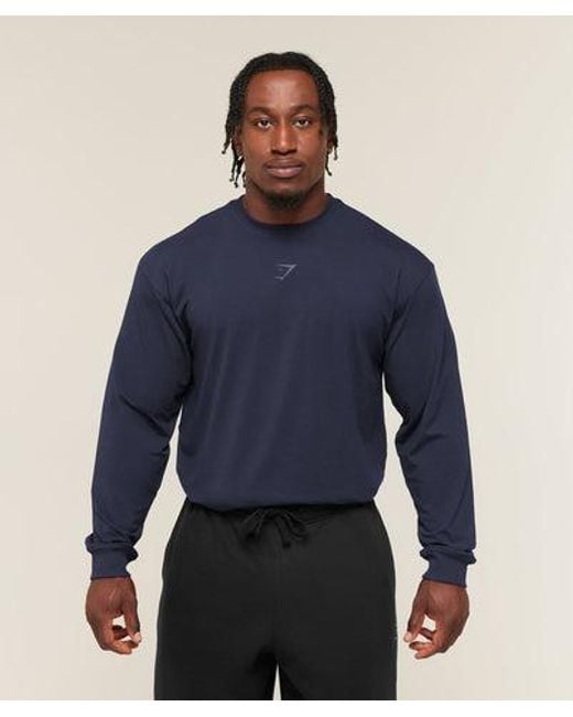 GYMSHARK Blue Power Long Sleeve T-Shirt for men