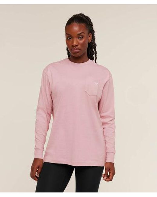 GYMSHARK Pink Juicy Peach Long Sleeve T-Shirt