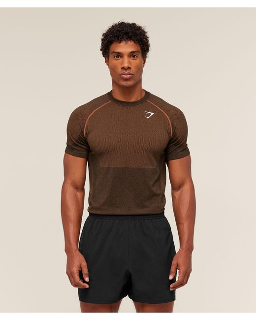 GYMSHARK Brown Vital Seamless T-Shirt for men
