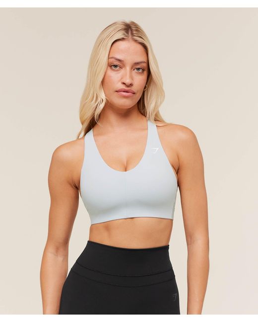 GYMSHARK Blue Strappy Back Medium Support Sports Bra