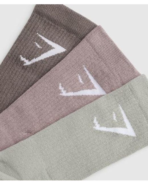 GYMSHARK Gray Crew Socks 3Pk