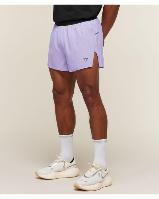 GYMSHARK Purple Running Elite High Split Race Day Shorts for men