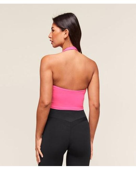 GYMSHARK Red Halter Neck Cami With Shelf