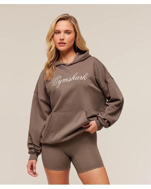 GYMSHARK Brown All Seasons Graphic Hoodie