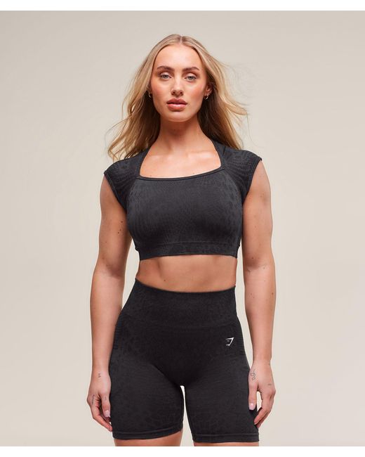 GYMSHARK Black Adapt Animal X Whitney Seamless Crop Top