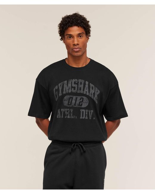 GYMSHARK Black Athletic Division Graphic T-Shirt for men