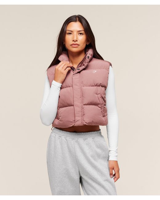GYMSHARK Red Cropped Midi Gilet