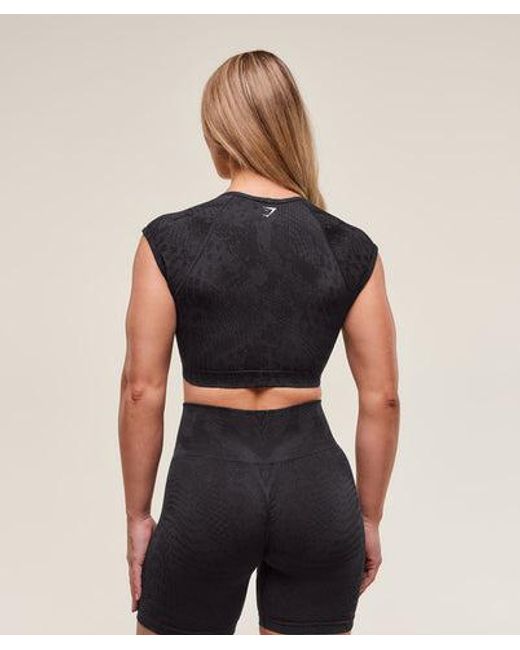 GYMSHARK Black Adapt Animal X Whitney Seamless Crop Top