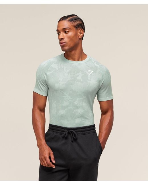 GYMSHARK Green Geo Seamless T-Shirt for men