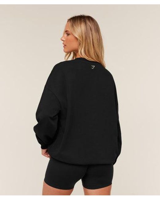 GYMSHARK Black Collegiate Graphic Crew Neck Pullover