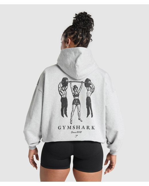 GYMSHARK White Retro Lifting Oversized Hoodie