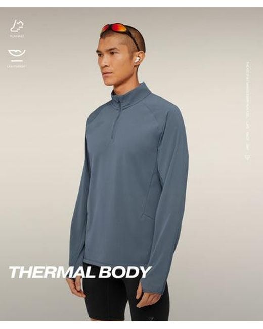 GYMSHARK Blue Running Elite 1/4 Zip for men