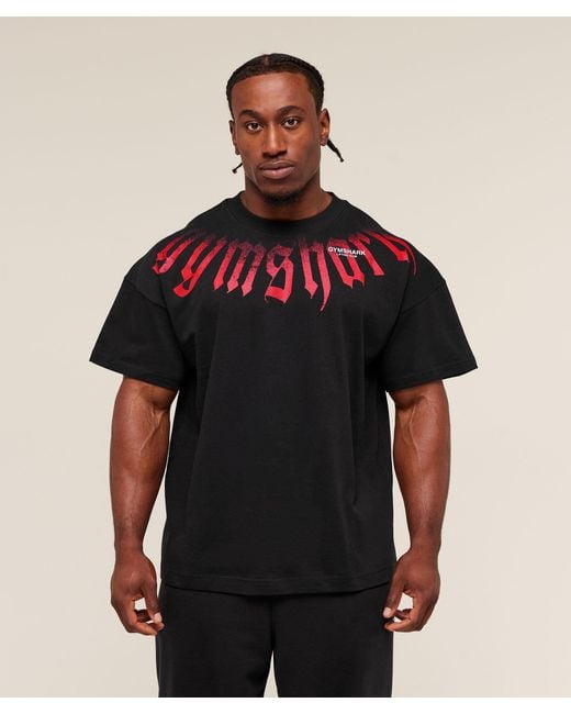GYMSHARK Black Fade Graphic T-Shirt for men