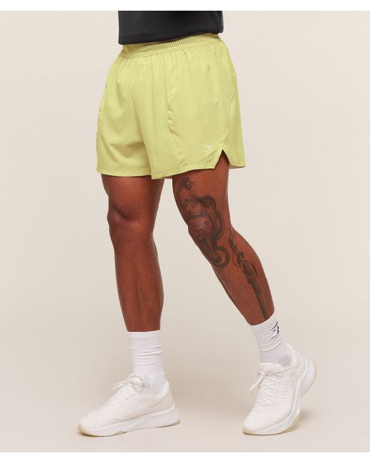 GYMSHARK Yellow Running 5" Shorts for men