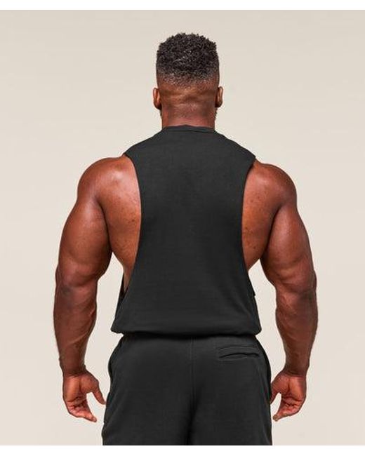 GYMSHARK Black Critical 2.0 Drop Arm Tank for men