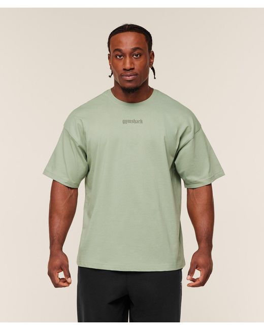 GYMSHARK Green Olde English T-Shirt for men