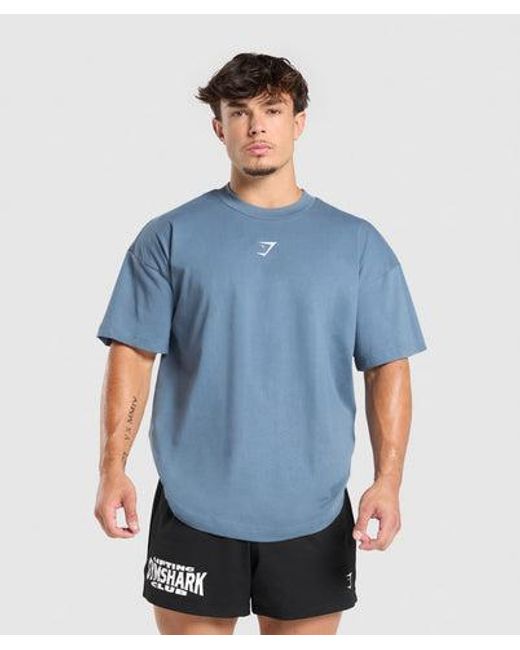 GYMSHARK Blue Build Your Legacy Graphic T-Shirt for men