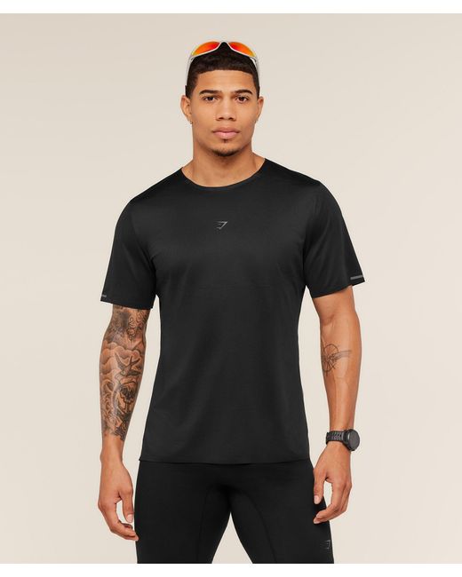 GYMSHARK Black Running Elite T-Shirt for men