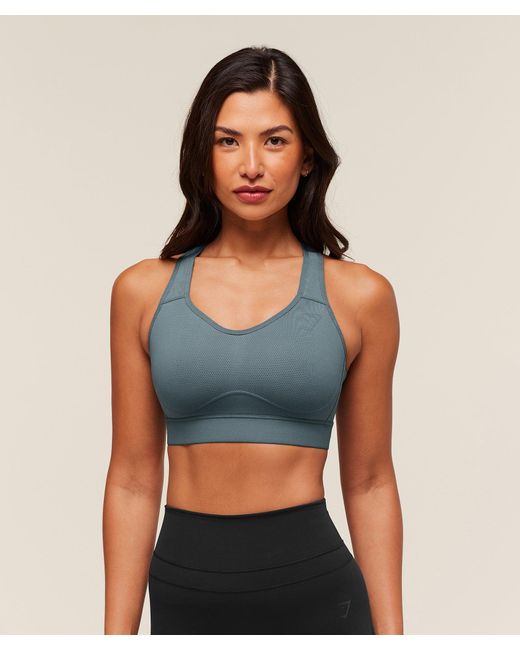 GYMSHARK Blue Lightweight High Support Sports Bra