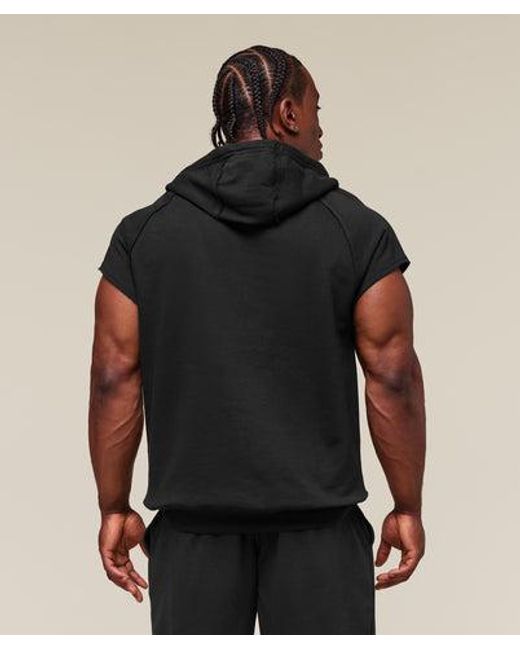 GYMSHARK Black Legacy 1/4 Zip Cap Sleeve Hoodie for men