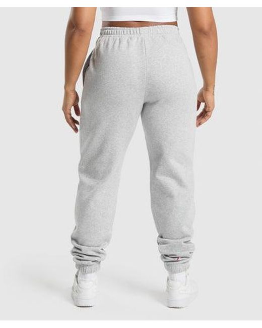 GYMSHARK Gray Lifting Essentials Graphic Brushed Oversized Joggers