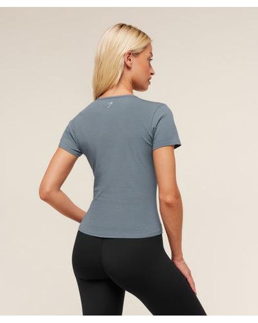 GYMSHARK Blue Wordmark Logo Crop Top