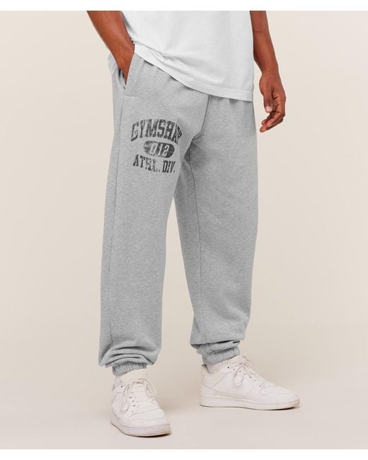 GYMSHARK Gray Athletic Division Graphic Joggers for men
