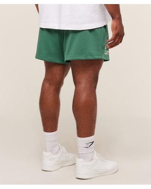GYMSHARK Green Lifting Mesh 5" Shorts for men
