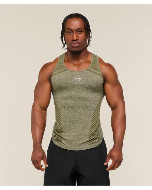 GYMSHARK Green Devant Seamless Tank for men