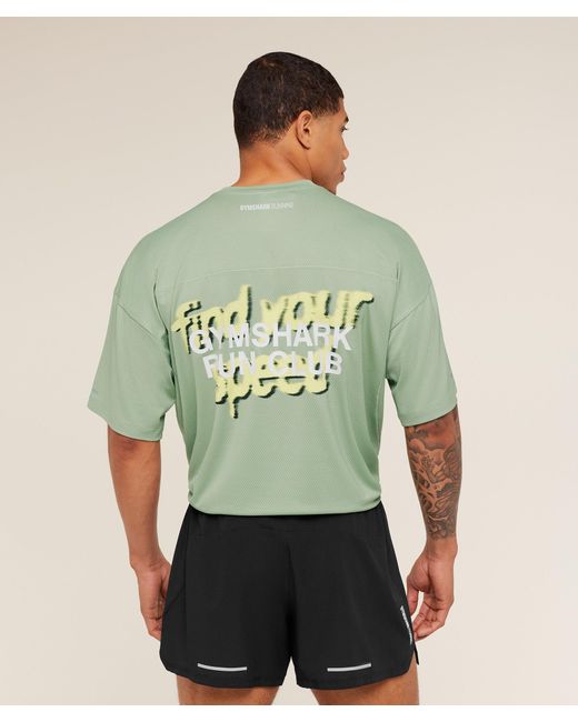 GYMSHARK Green Running Graphic T-Shirt for men