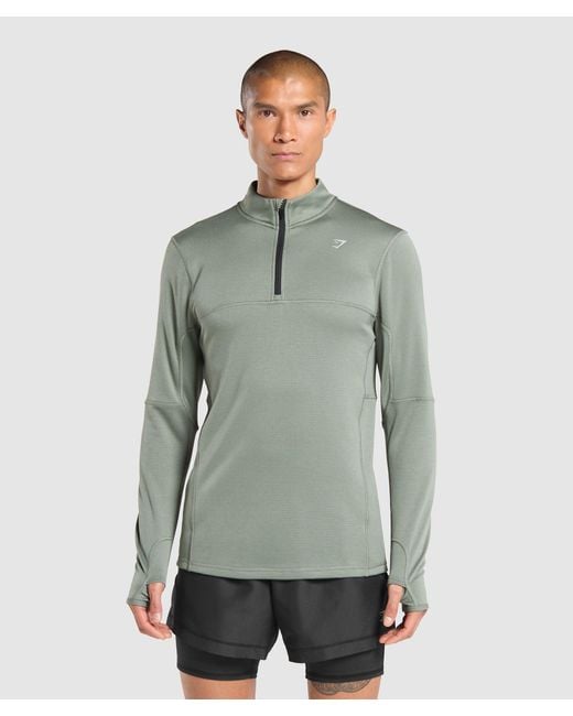 GYMSHARK Green Running 1/4 Zip for men