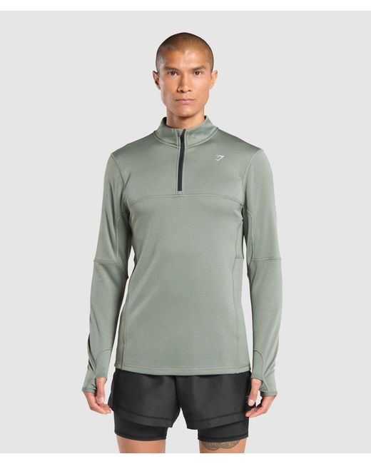 GYMSHARK Green Running 1/4 Zip for men