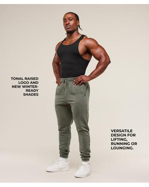 GYMSHARK Gray Power Washed Joggers for men