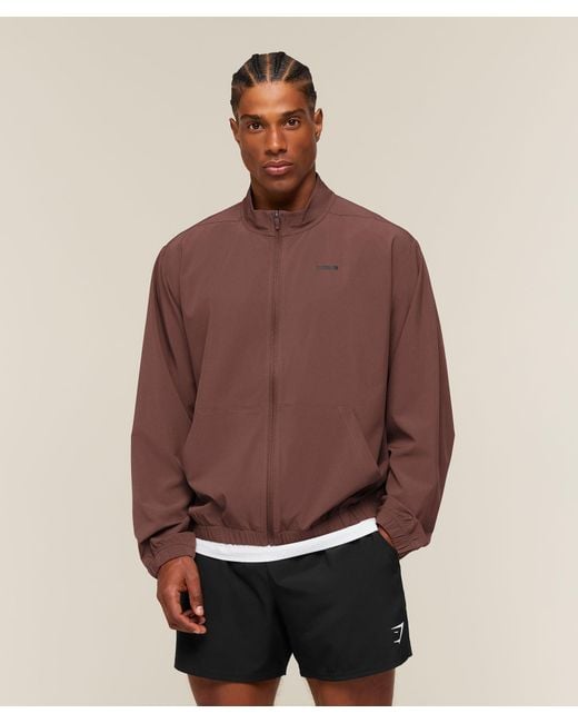 GYMSHARK Brown Train Track Jacket for men