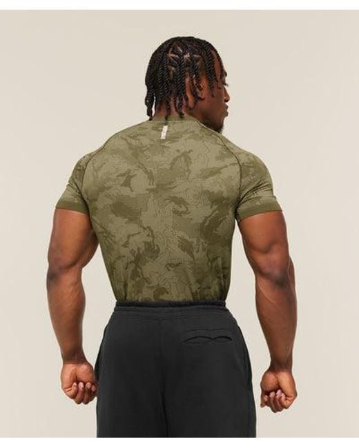 GYMSHARK Green Geo Seamless T-Shirt for men