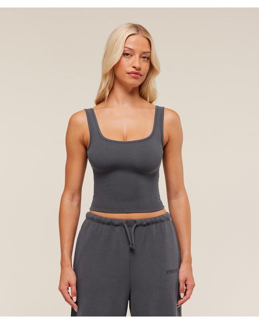 GYMSHARK Blue Waffle Cropped Tank