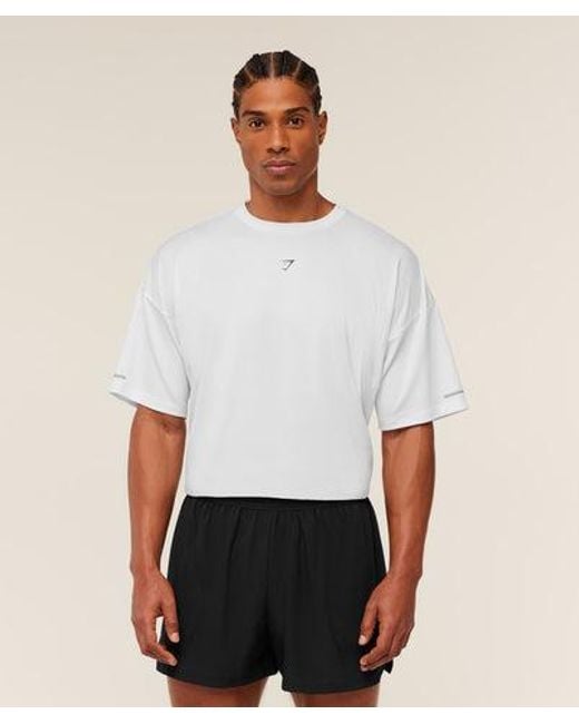 GYMSHARK White Running Graphic T-Shirt for men
