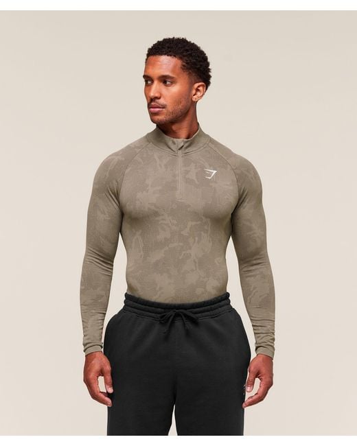 GYMSHARK Geo Seamless 1/4 Zip in Brown for Men Lyst UK