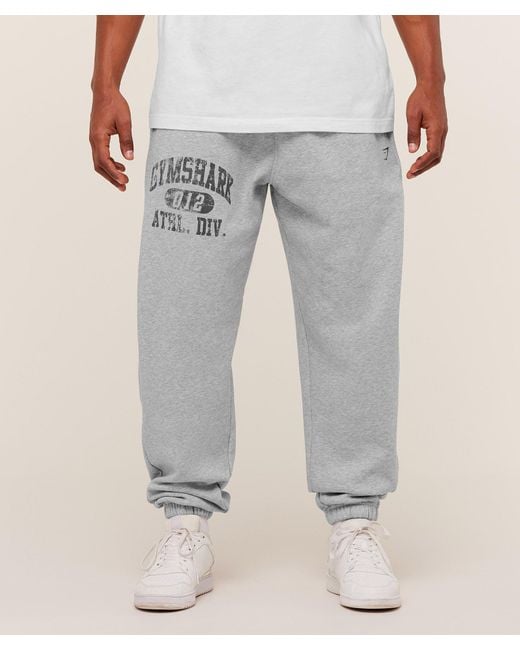 GYMSHARK Gray Athletic Division Graphic Joggers for men
