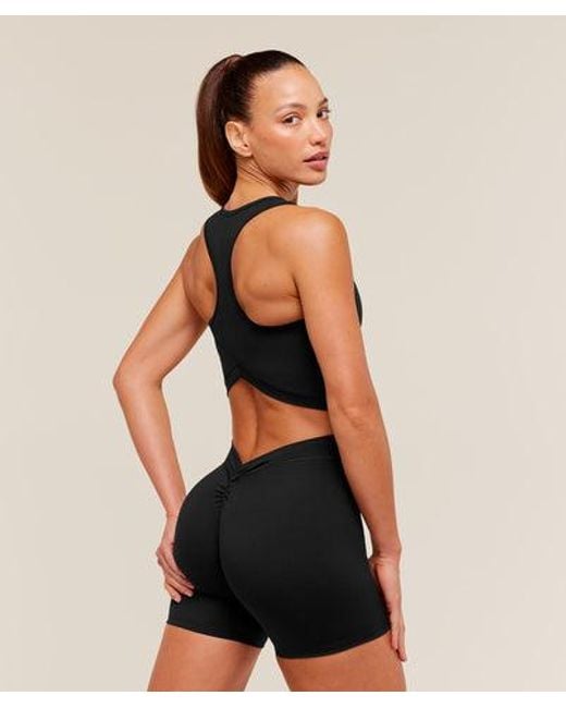 GYMSHARK Black Lifting Dipped Crop Tank