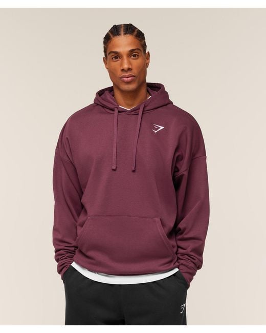 GYMSHARK Purple Crest Oversized Hoodie for men