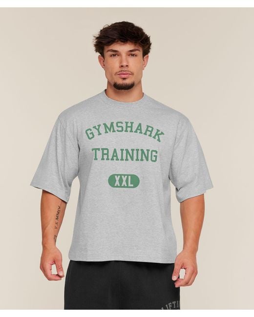 GYMSHARK Gray Training Graphic T-Shirt for men