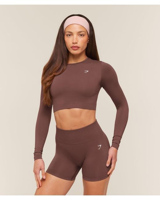 GYMSHARK Red Everyday Seamless Long Sleeve Crop Top