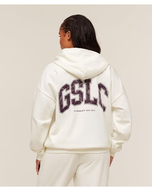 GYMSHARK Natural Gslc Graphic Zip Up Hoodie