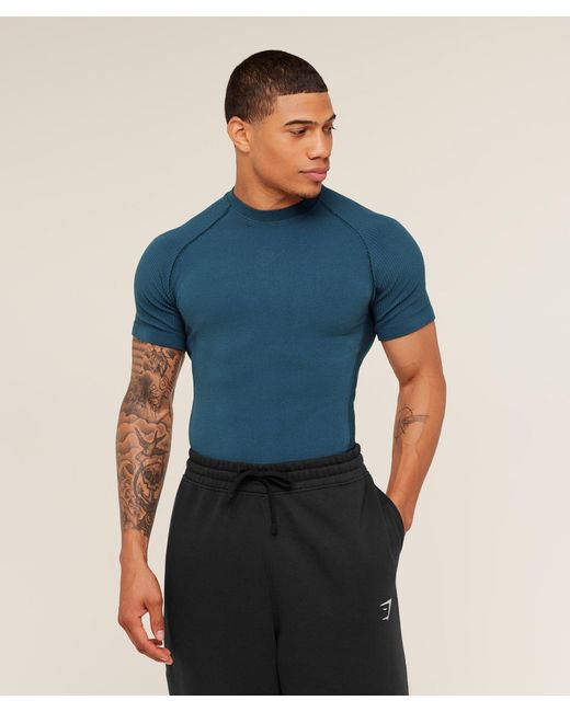 GYMSHARK Blue Physique T-Shirt for men
