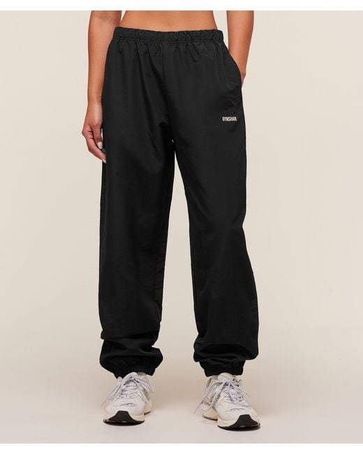 GYMSHARK Black Woven Track Pants