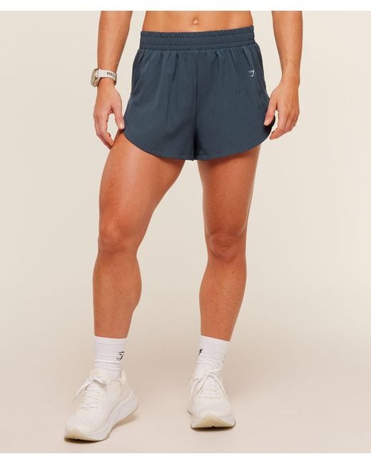 GYMSHARK Blue Interval High Leg Shorts