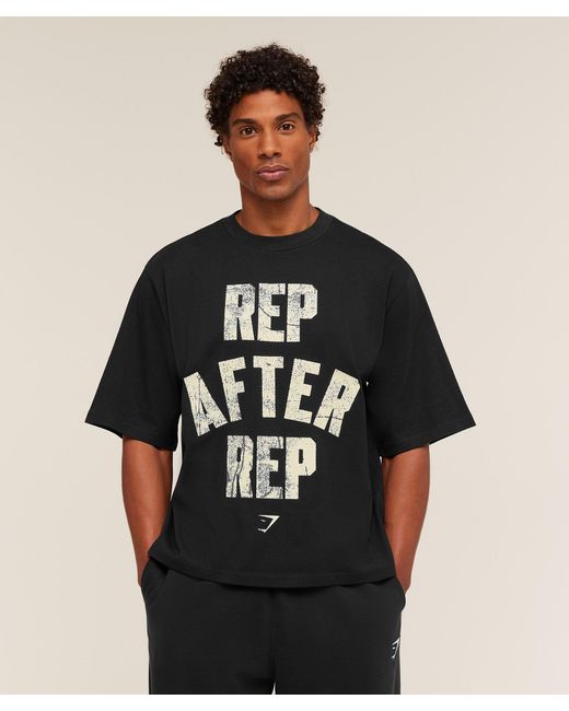 GYMSHARK Black Rep After Rep T-Shirt for men