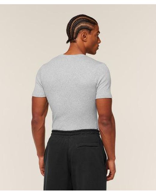 GYMSHARK Gray Ribbed T-Shirt for men